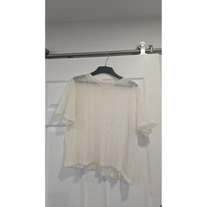 DAZY Womens Ivory Textured‎ Dot Short Sleeve Top Size XL